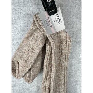 NWT Pudus Womens Knee High Beige Sweater Socks Size 6-10